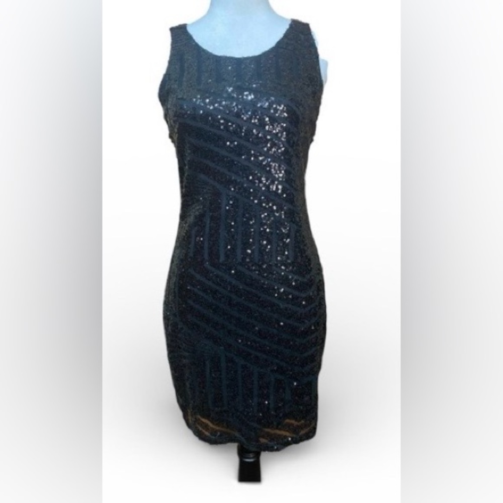 NWOT Rhapsody Embellished Geometric Print Dress